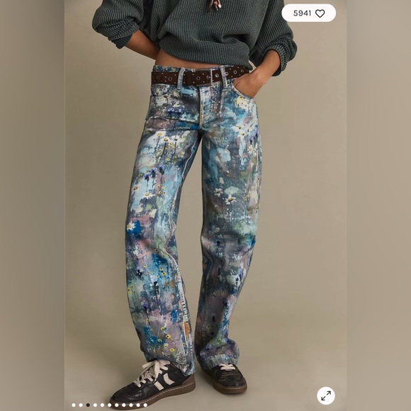 Free People Denim - Free People We The Free Tennessee Low-Rise Illusions Jeans. NWT. Floral canvas